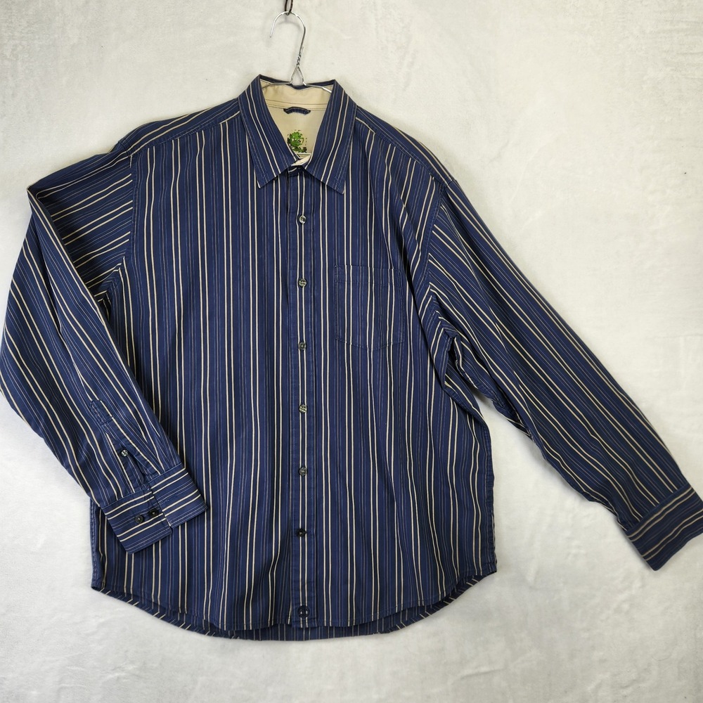 Timberland Men's Blue Stripe Long Sleeve Button Up Shirt Size XL
